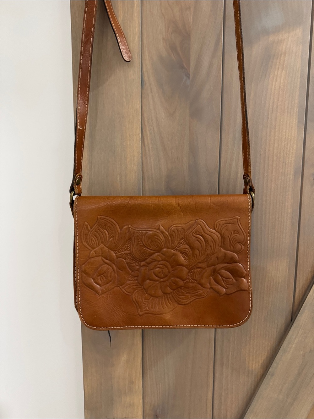 Patricia Nash Floral Embossed Crossbody - Brown